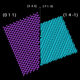 Grain boundary in silicon, as depicted in CrystalMaker